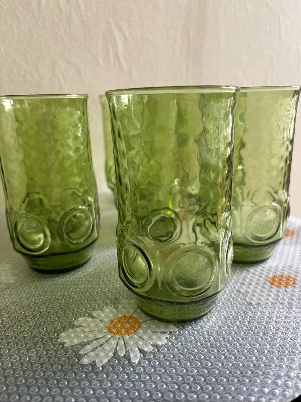 Vintage Anchor Hocking Heritage Hill Avocado Green Highball Glasses  - Set of 7